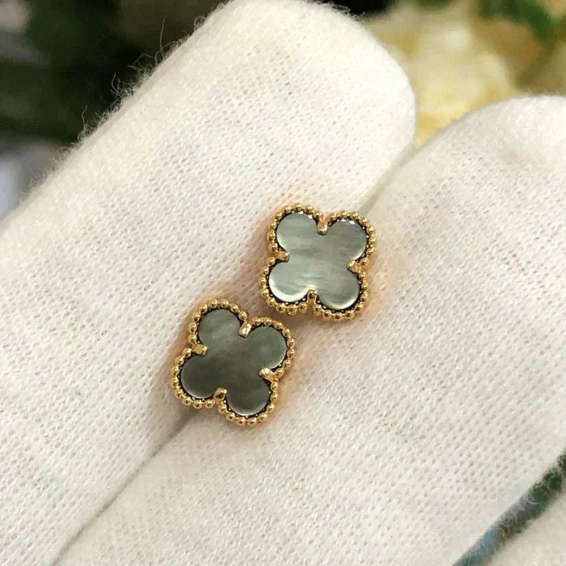 [AuraEcho Jewelry]CLOVER MINI 9.5MM GRAY MOP EARRINGS