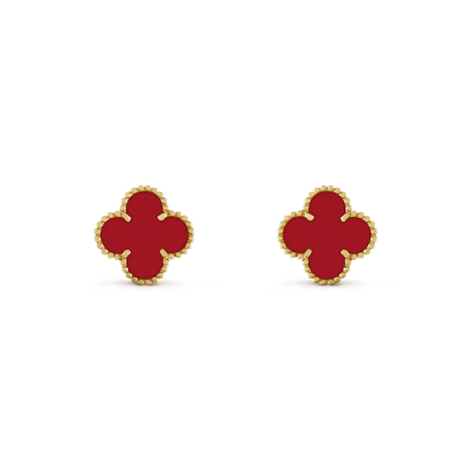 [AuraEcho Jewelry]CLOVER MINI 9.5MM CARNELIAN EARRINGS