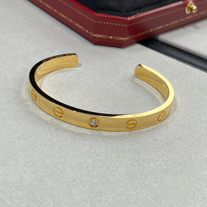 [AuraEcho Jewelry]LOVE BRACELET 6.1MM 1 DIAMOND OPEN CUFF